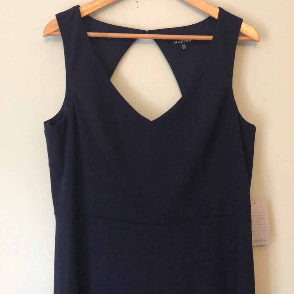 MARINA Y2K, Minimalist Feminine, Sexy Navy Blue Jumpsuit, NWT Sz 14 - Picture 4 of 17